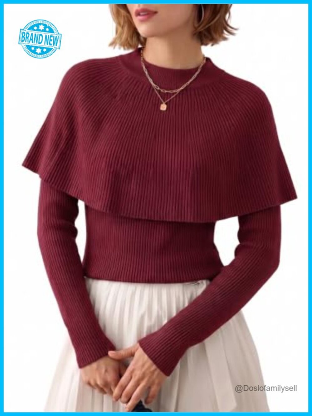 Women's Lightweight Knit Poncho Sweater Set Pullover Cape Top